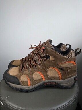 Merrell Waterproof Hiking Boots Mens Sz 10 Brown Orange Trail Outdoor Trekking